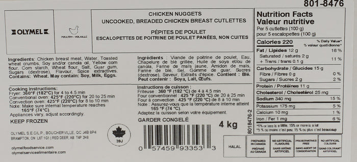 Frozen - Olymel - Breaded Chicken Breast Nuggets - Halal