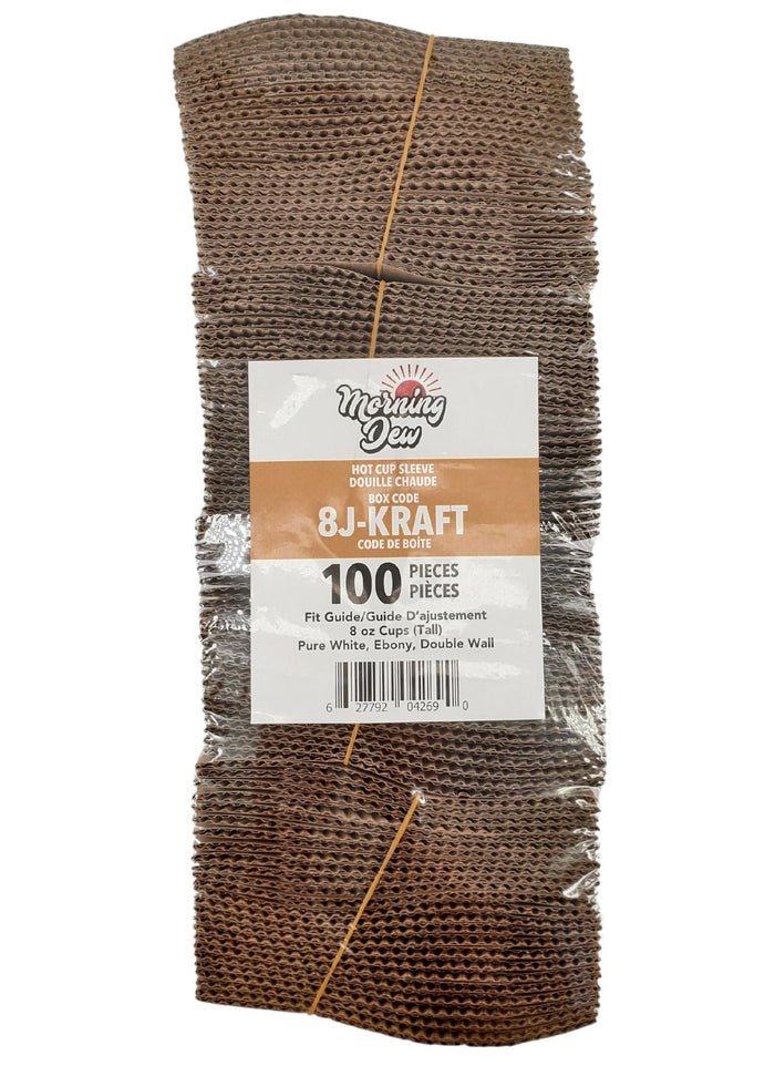 Morning Dew - Hot Cup Sleeves for 8 oz Tall Hot Paper Cups - Kraft - 8J-Kraft