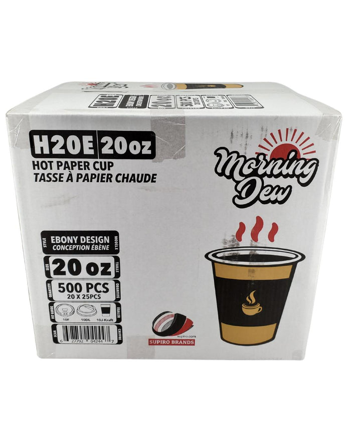 Morning Dew - 20 oz Hot Paper Cups - Ebony Print - H20E