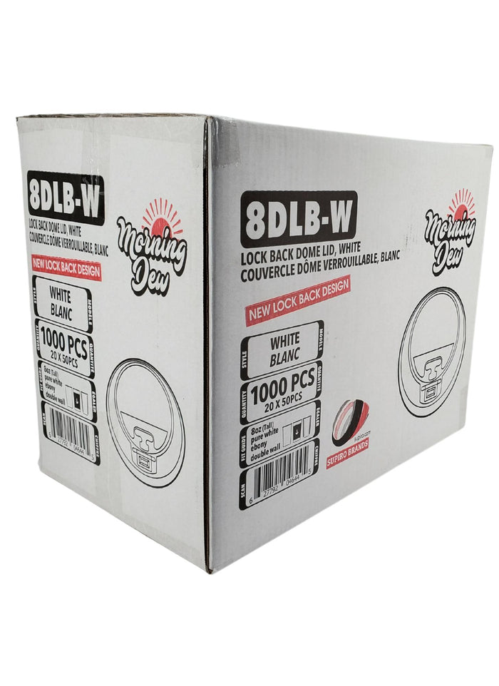 Morning Dew - Lock Back, Dome Sip Lid for 8 oz Tall Hot Paper Cups - White