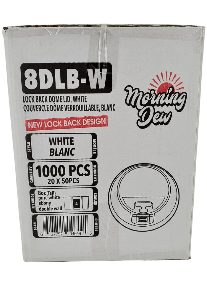 Morning Dew - Lock Back, Dome Sip Lid for 8 oz Tall Hot Paper Cups - White