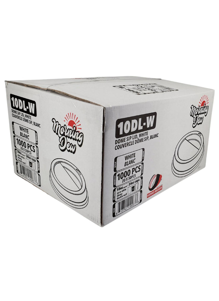 Morning Dew - Dome Sip Lid for 10-24 oz Hot Paper Cups - White - 10DL-W
