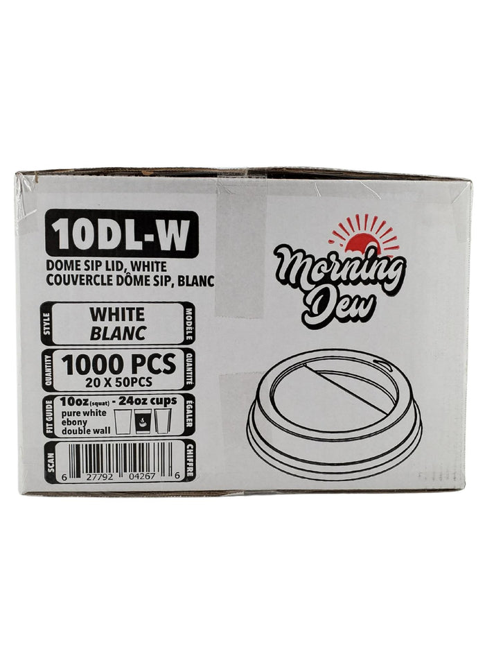 Morning Dew - Dome Sip Lid for 10-24 oz Hot Paper Cups - White - 10DL-W