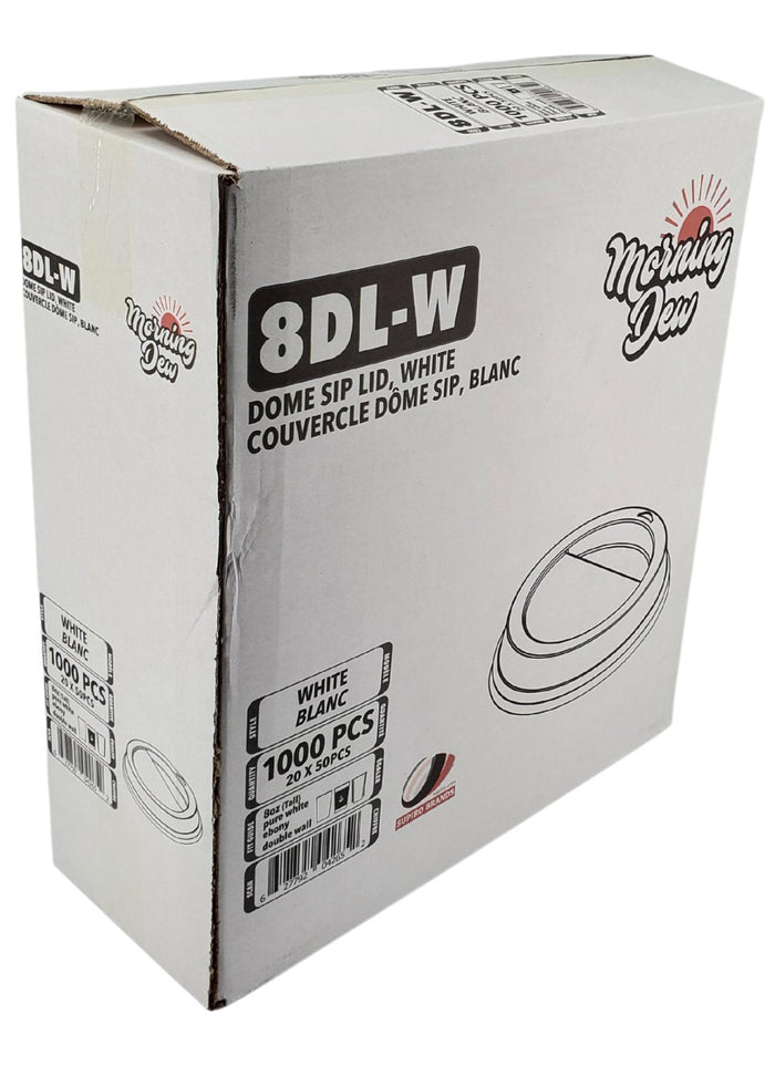 Morning Dew - Dome Sip Lid for 8 oz Tall Hot Paper Cups - White - 8DL-W