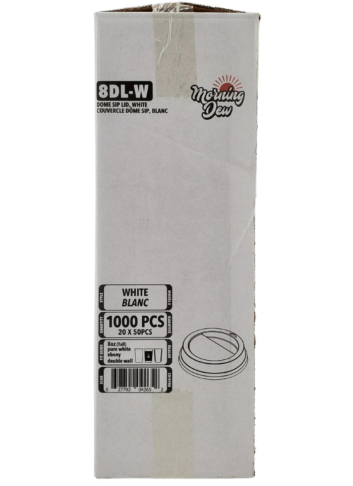 Morning Dew - Dome Sip Lid for 8 oz Tall Hot Paper Cups - White - 8DL-W