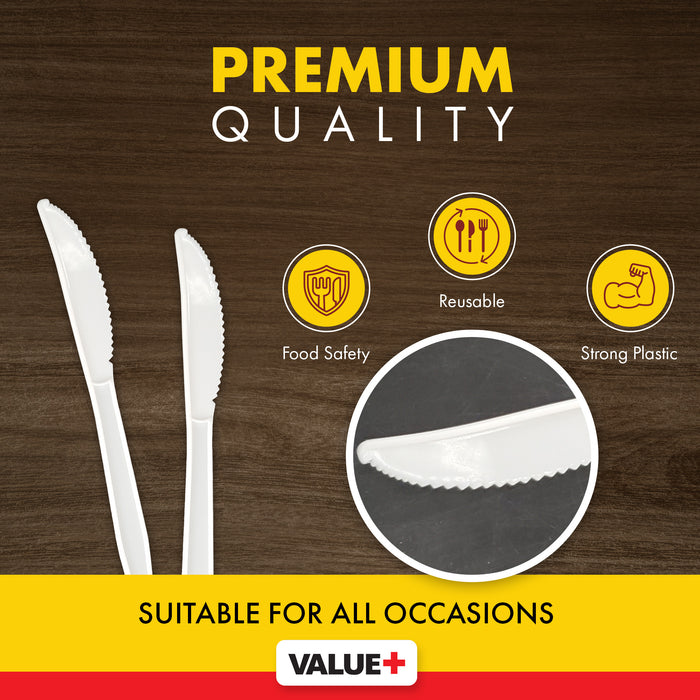 CLR - Value+ - Medium Heavy - Plastic Knife - White - Retail Pack - RP1102