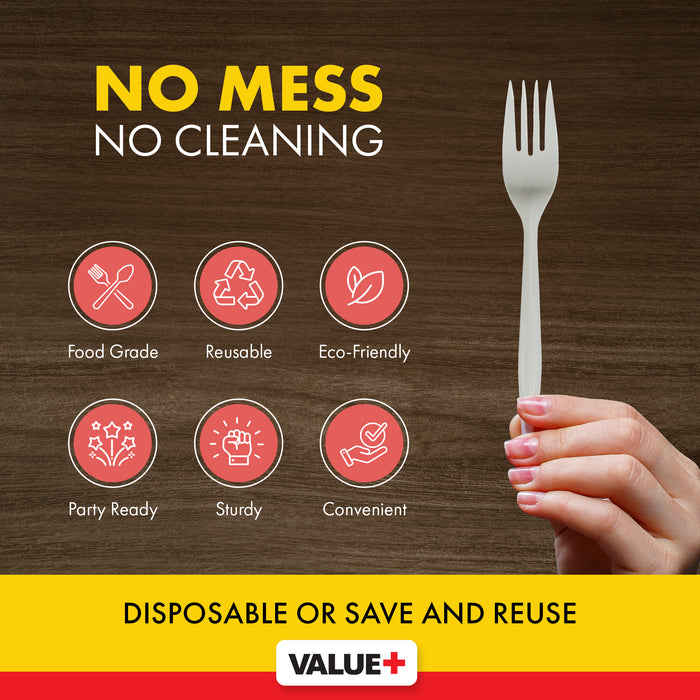 Value+ - Plastic Forks - White - Bulk - B1001