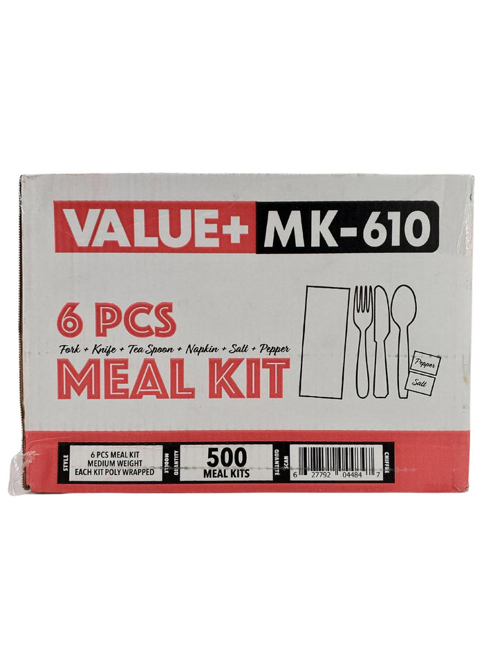 Value+ - Cutlery Kit / Meal Kit - 6pcs - White - F/K/TS/N/S&P - MK-610