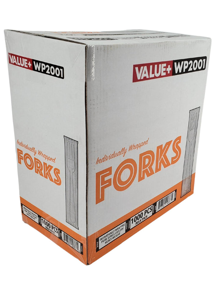 Value+ - Plastic Forks Heavy - White - Ind. Wrapped - WP2001