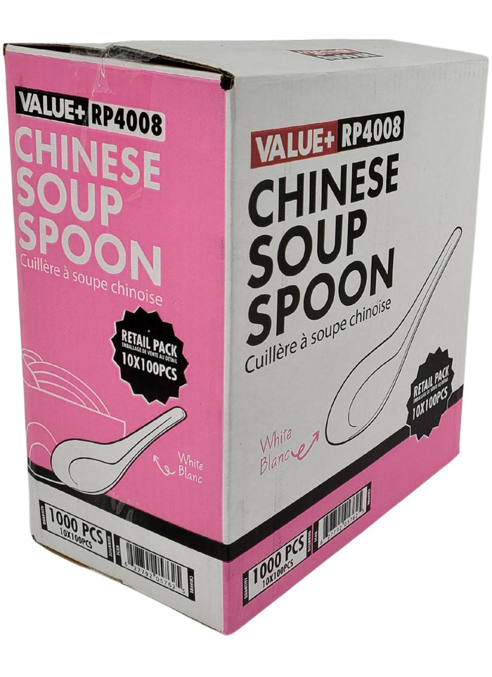Value+ - Chinese Soup Spoon - White - Retail Pack - RP4008