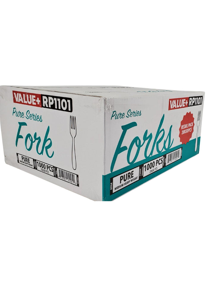 CLR - Value+ - Medium Heavy - Plastic Fork - White - Retail Pack - RP1101