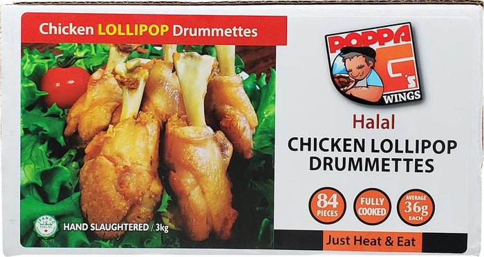 Frozen - PoppaG - Cooked Chicken Lollipop Drummetts - Halal
