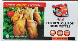 Frozen - PoppaG - Cooked Chicken Lollipop Drummetts - Halal Frozen - PoppaG - Cooked Chicken Lollipop Drummetts - Halal