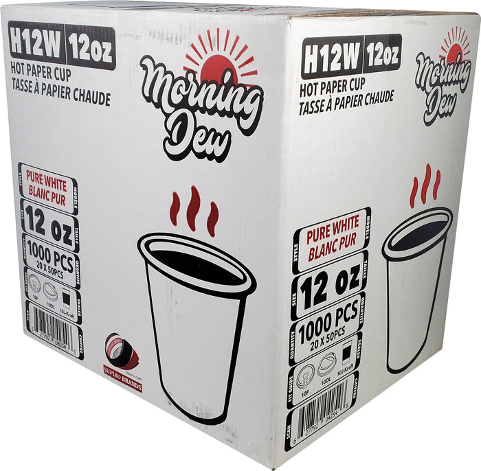 Morning Dew - 12 oz Hot Paper Cup - White - H12W