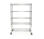Chrome Wire Shelving - 5 Shelves w/ Wheels - 48x18x72 Chrome Wire Shelving - 5 Shelves w/ Wheels - 48x18x72