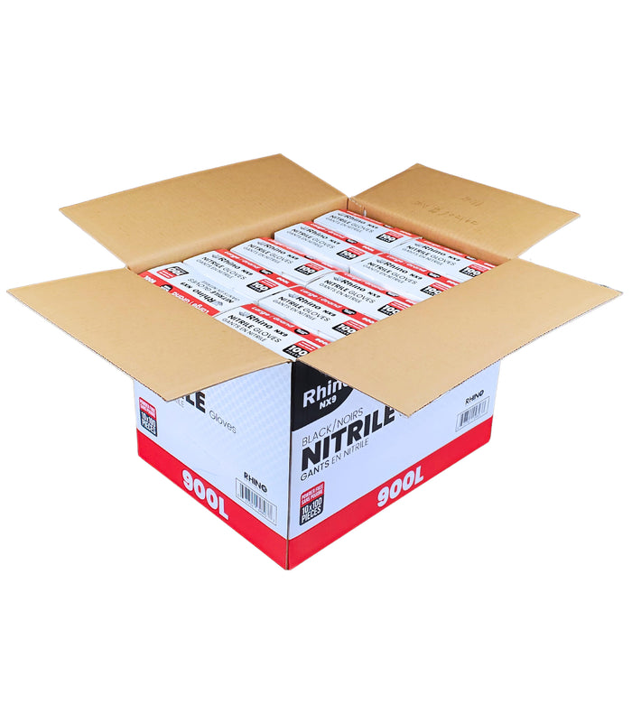 Rhino - NX9 - Black Nitrile Gloves - PF - Large - 900L