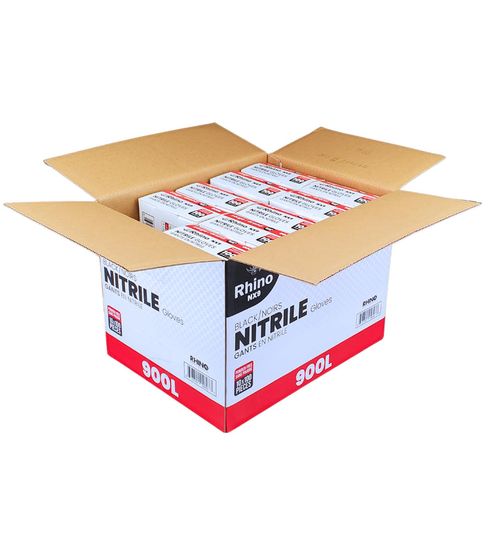 Rhino - NX9 - Black Nitrile Gloves - PF - Large - 900L