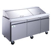 Glacier - Mega Top Prep Table 3 Door 30 Bins 72*31*45 -GMT-72-30