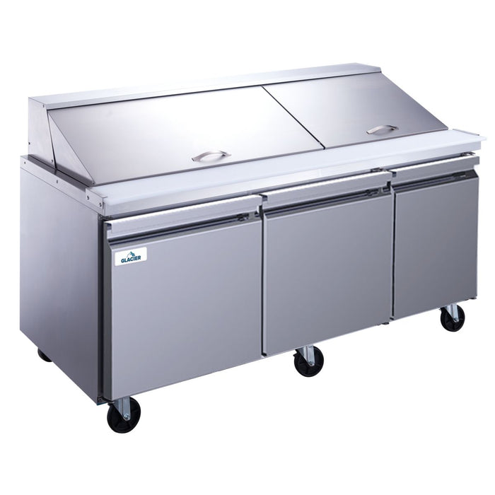 Glacier - Mega Top Prep Table 3 Door 30 Bins 72*31*45 -GMT-72-30