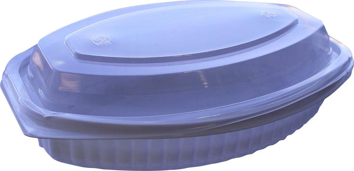 Value+ 24WC - Oval Container - 24oz - White w/Clear Lid