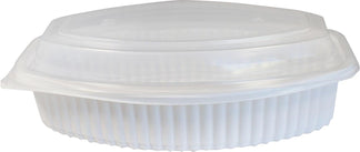 CLR - Value+ - 28WC - Oval Container - 28oz - White w/Clear Lid CLR - Value+ - 28WC - Oval Container - 28oz - White w/Clear Lid