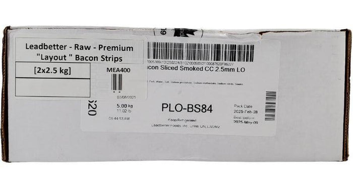 Leadbetter Premium Bacon Strips - Raw, Layout