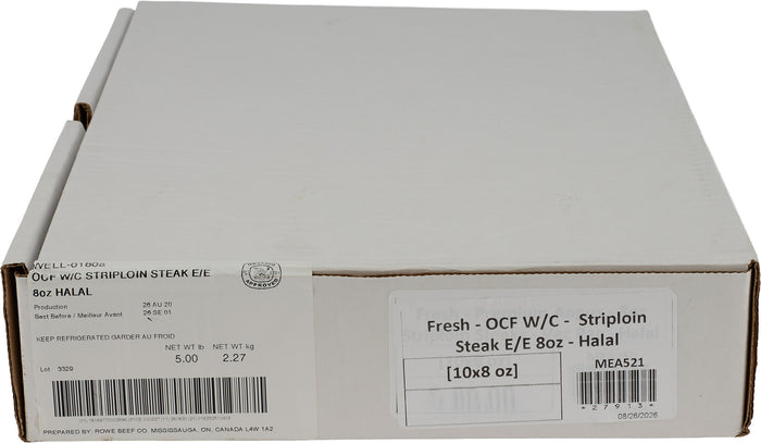 Fresh - OCF W/C - Striploin Steak E/E 8oz - Halal