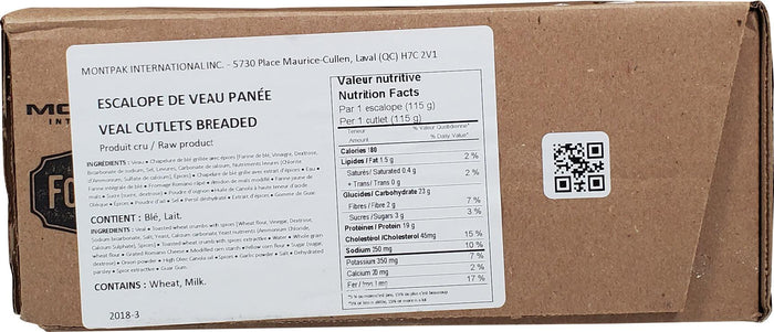 CLR - Frozen - MontPak Veal - Breaded Cutlets - 40 x 4 oz - Halal
