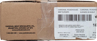 Frozen - Cardinal - 8oz Beef Burger - Roadhouse -1608 Frozen - Cardinal - 8oz Beef Burger - Roadhouse -1608