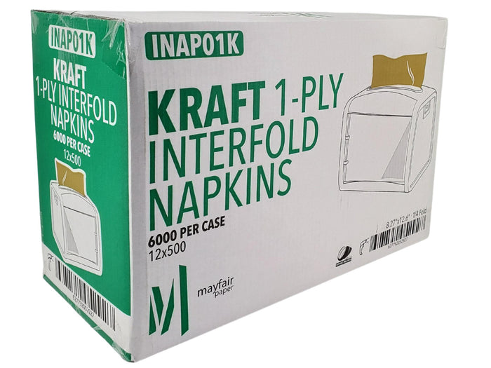 Mayfair - 1 ply Interfold Napkins 1/4 Fold - Kraft - INAP01K