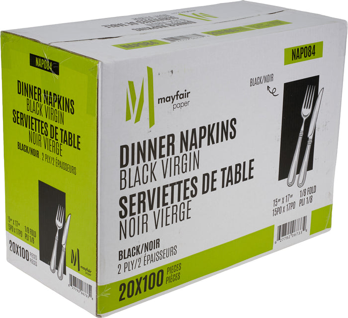Mayfair - 2 Ply Dinner NaPKIN 1/8 Fold - Black