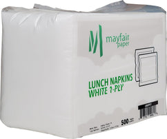 Mayfair - 1 Ply Lunch Napkins 1/4 Fold - White - LNAP01