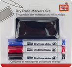 Dry Erase Marker Set (Red/Blue/Black/Eraser)