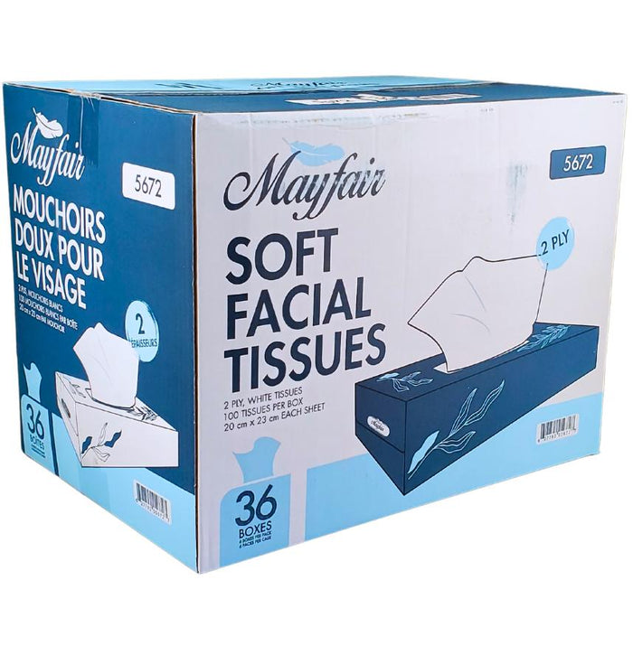 Mayfair - 2ply White Facial Tissue- 100 shts. - 5672