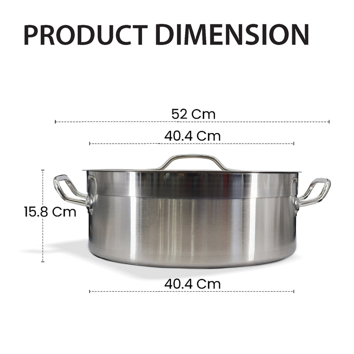 Pro-Kitchen - 40x15cm (17L) Brazing Pot & Lid - SS