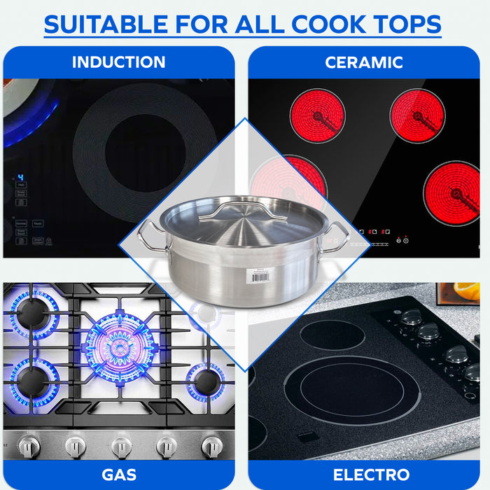 Pro-Kitchen - 32x12cm (9L) Brazing Pot & Lid - SS