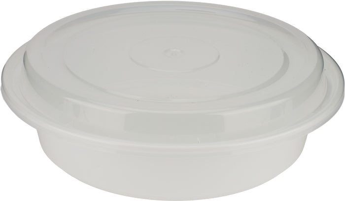 Rhino - Contenant rond PP robuste de 9 po à 3 compartiments - Blanc