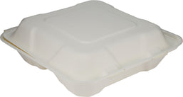 Eco-Craze - 8X8X3 - 3 Compartment Bagasse Clamshell Eco-Craze - 8X8X3 - 3 Compartment Bagasse Clamshell