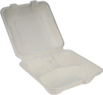 Eco-Craze - 8X8X3 - 3 Compartment Bagasse Clamshell Eco-Craze - 8X8X3 - 3 Compartment Bagasse Clamshell