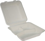Eco-Craze - Bagasse Clamshell Hinged Container - 9X9 - 3 Compartment Eco-Craze - Bagasse Clamshell Hinged Container - 9X9 - 3 Compartment