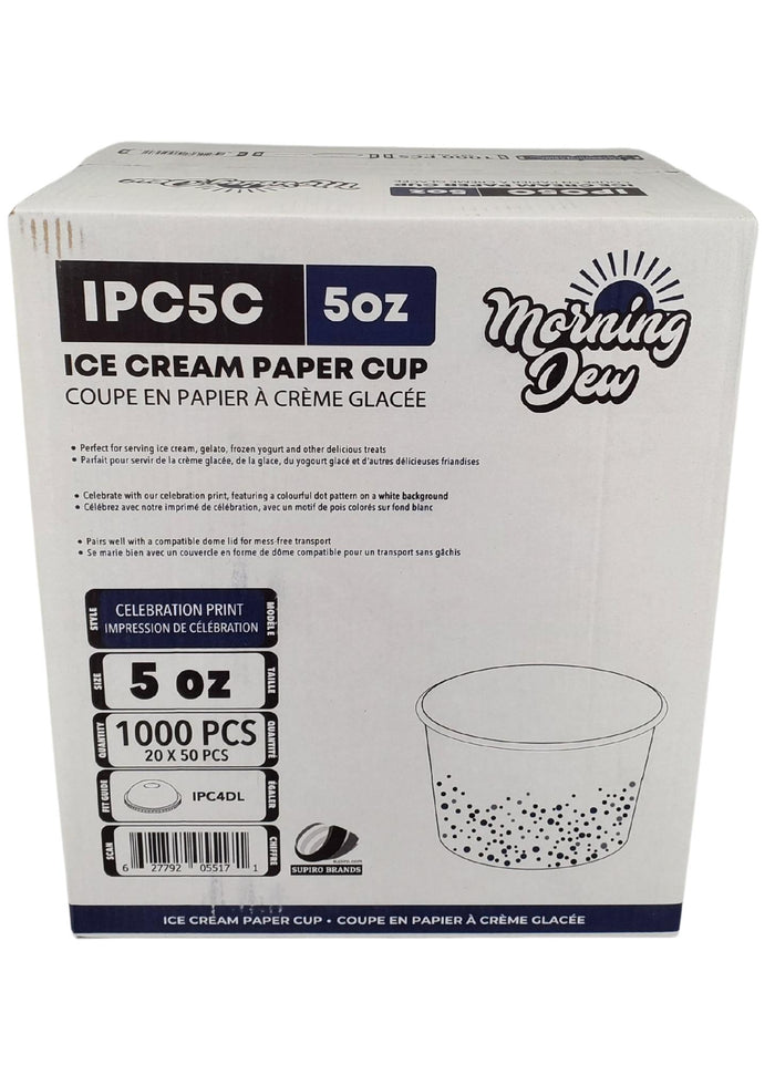 Morning Dew - 5oz Ice Cream Paper Cups - Celebration Print - IPC5C