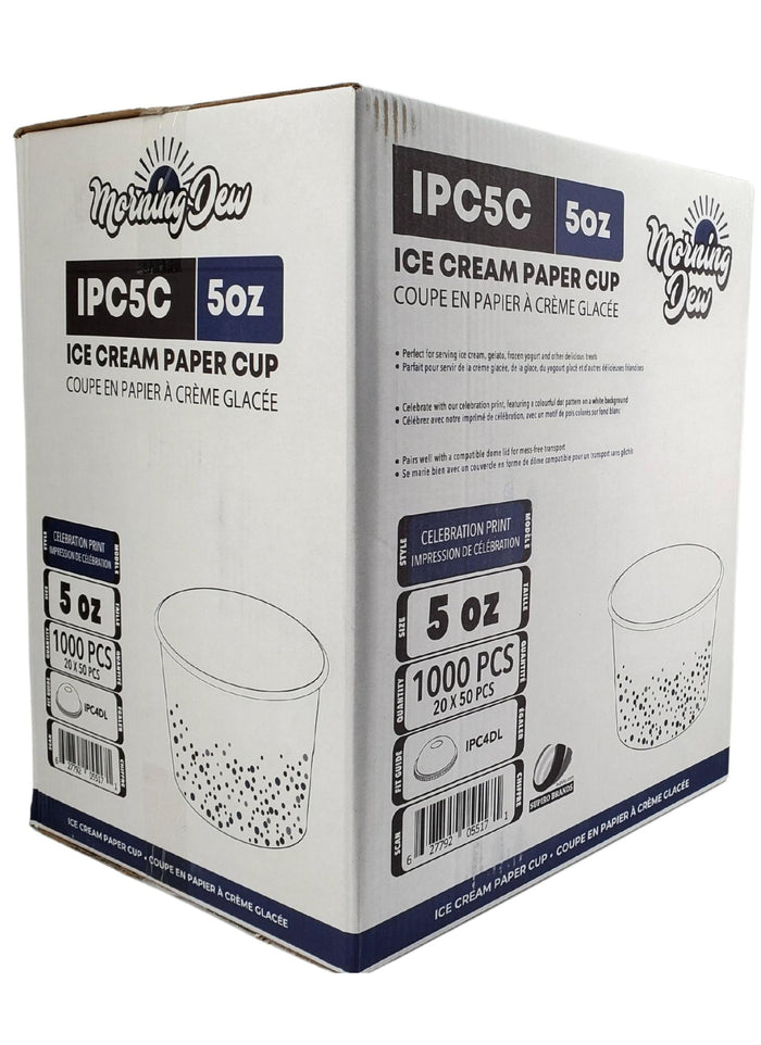 Morning Dew - 5oz Ice Cream Paper Cups - Celebration Print - IPC5C