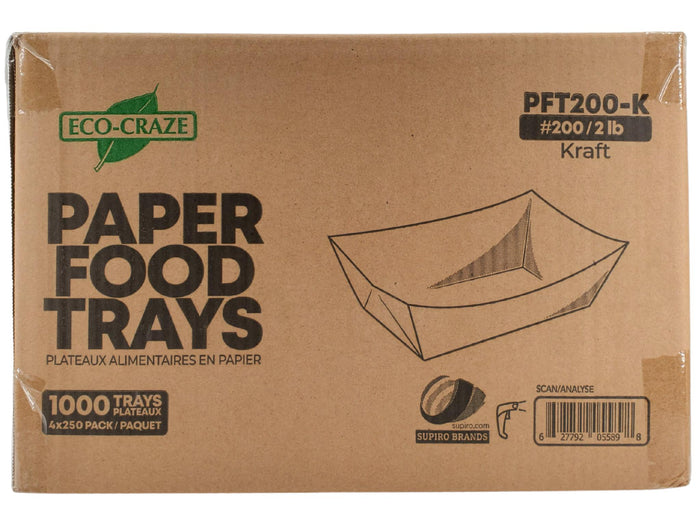 Eco-Craze PFT200-K #200 2 lb Kraft Paper Food Tray
