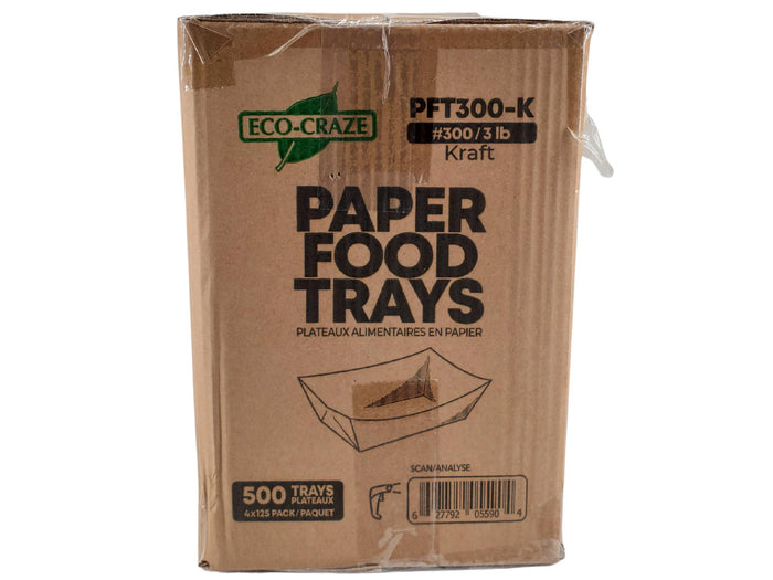 Eco-Craze - PFT300-K #300 3 lb Kraft Paper Food Tray