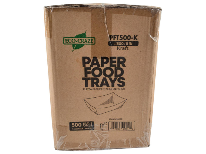 Eco-Craze PFT500-K #500 5 lb Kraft Paper Food Tray