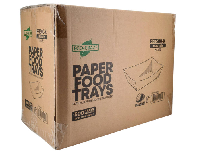 Eco-Craze PFT500-K #500 5 lb Kraft Paper Food Tray