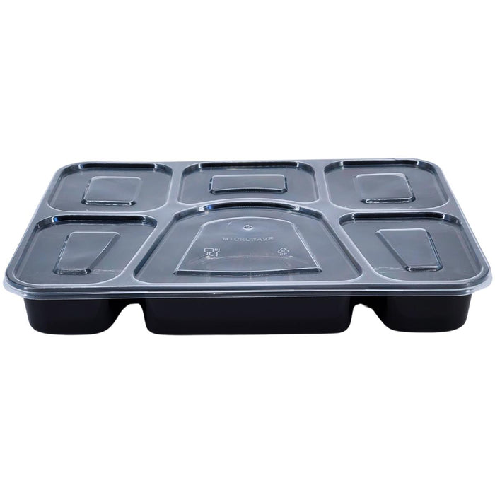 Value+ - 6 Comp Take-Out Thali with Lid - Black - PP