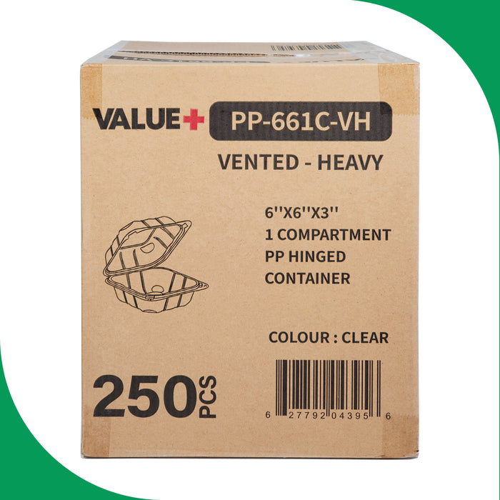Value+ - PP-661C-VH- PP Hinged Cont. - 6x6x3