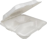 Eco-Craze - 8X8X3 - 3 Compartment Bagasse Clamshell Eco-Craze - 8X8X3 - 3 Compartment Bagasse Clamshell