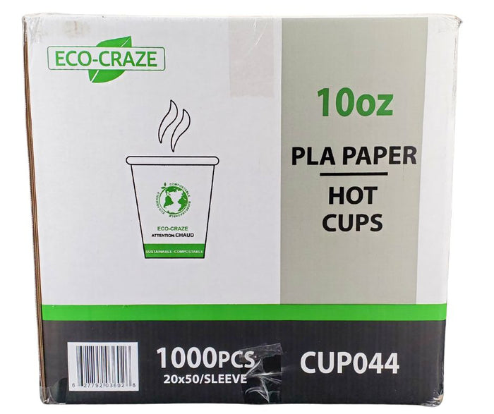 Eco-Craze - 10oz PLA Single Wall Hot Paper Cup